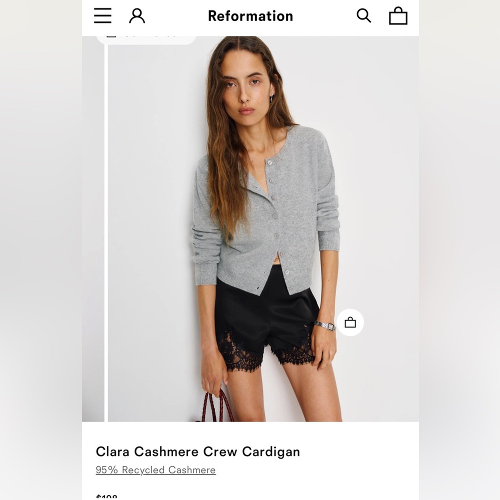 Reformation Light Gray Cardigan Sweater